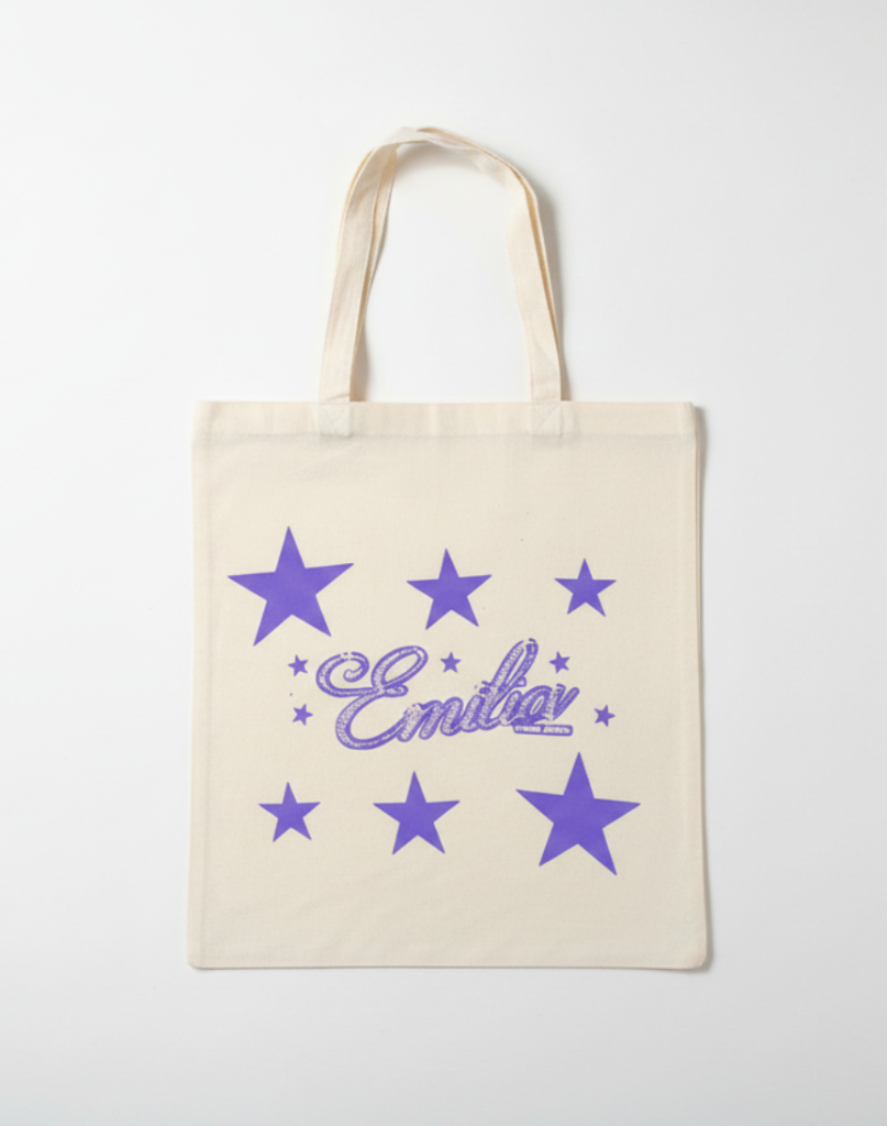 Tote bag personalizada con estampado duradero — merch ecológica de Emilia