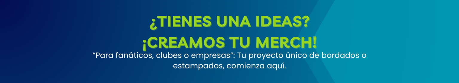 Banner promocional de merch personalizada — poleras, lanyards, totebags y accesorios