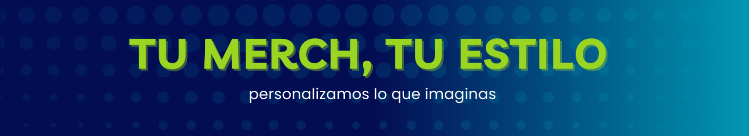Banner promocional de merch personalizada — poleras, lanyards, totebags y accesorios